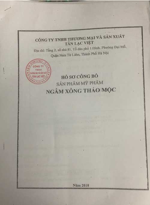 Giấy công bố ngâm xông thảo mộc